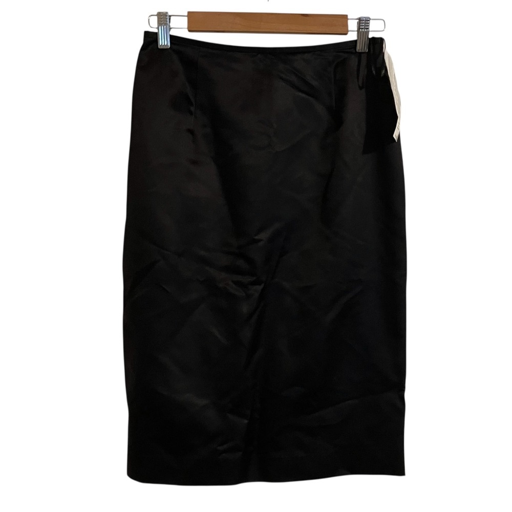 Lafayette 148 New York Black Silk Midi Pencil Skirt